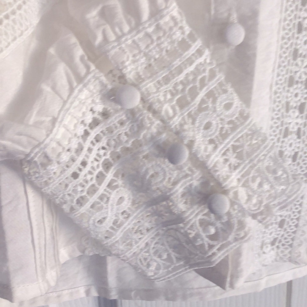 New with tags Mango poplin boho shirt peasant blouse openwork MNG sz xs HP❤️‍🔥 - Picture 7 of 9